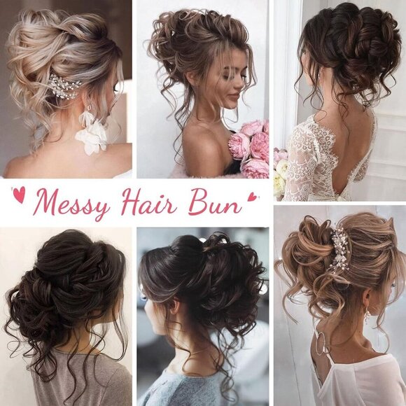 Messy Bun Hair Pieces Synthetic 2 Pack Tousled Updo Wavy Curly for Women main image 7